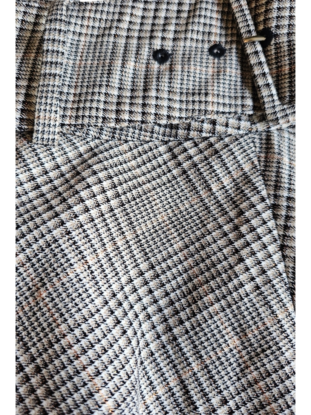 Worthington Glen Plaid Metallic A-Line Skirt Belted Size 8 - Picture 3 of 9